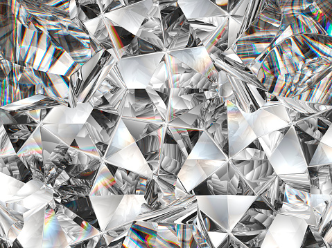 closeup de textura de diamante y caleidoscopio. vista de la piedra preciosa ronda superior render 3d, Ilustración 3d photo
