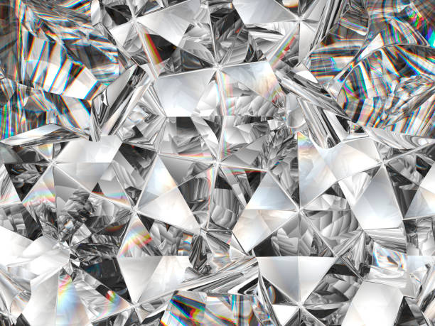 diamant texture closeup et kaléidoscope. vue de l’enfilade de dessus de rendu 3d, illustration 3d - pierre précieuse photos et images de collection
