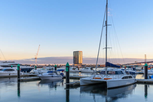 istock Melbourne, Australia - Jun 11, 2017: Waterview of Docklands pier. 990192050