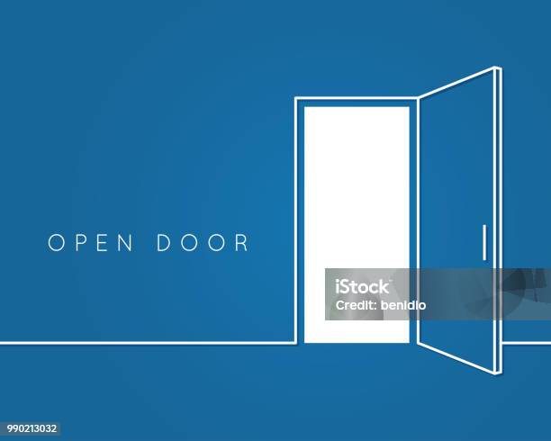Offene Türlinekonzept Blaues Zimmer Logo Vektor Hintergrund Stock Vektor Art und mehr Bilder von Tür