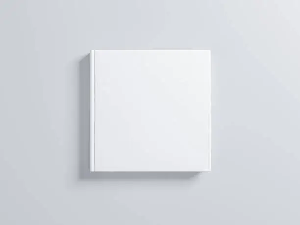 White square blank Book Mockup with textured hard cover. 3d rendering
