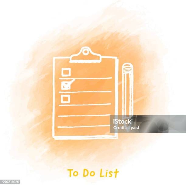 To Do List Doodle Watercolor Background Stock Illustration - Download Image Now - Watercolor Painting, Checklist, Icon Symbol