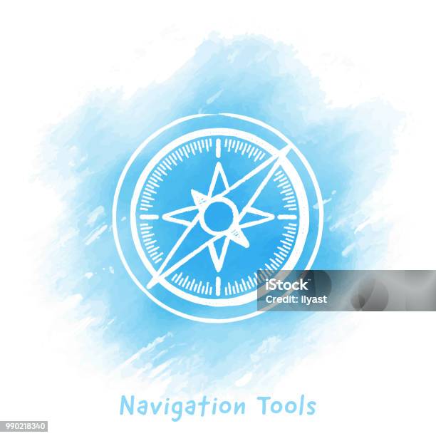 Navigating Tools Drawing Navigation Tools Doodle Watercolor Background Stock Illustration ...