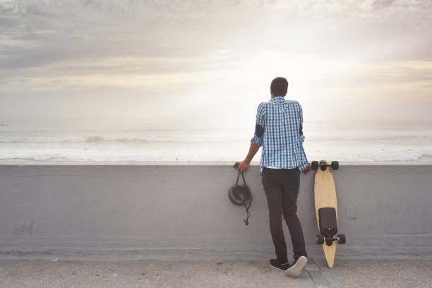 modern commute on electric skateboard in city urban transportation battery powered vehicle