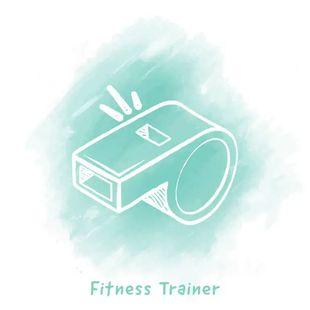Vector illustration of Fitness Trainer Doodle Watercolor Background