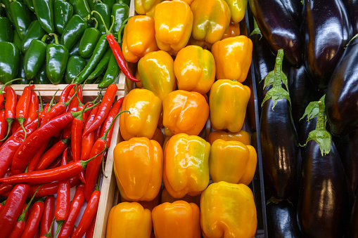 Colorful fresh vegetables in the market.