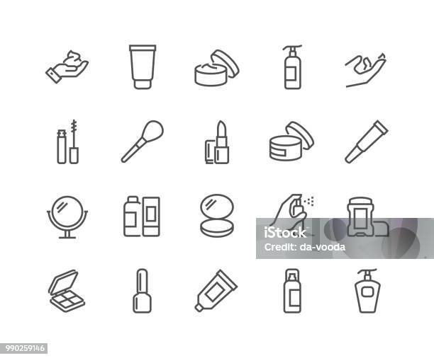 Line Cosmetics Icons Stock Illustration - Download Image Now - Icon Symbol, Make-Up, Beauty