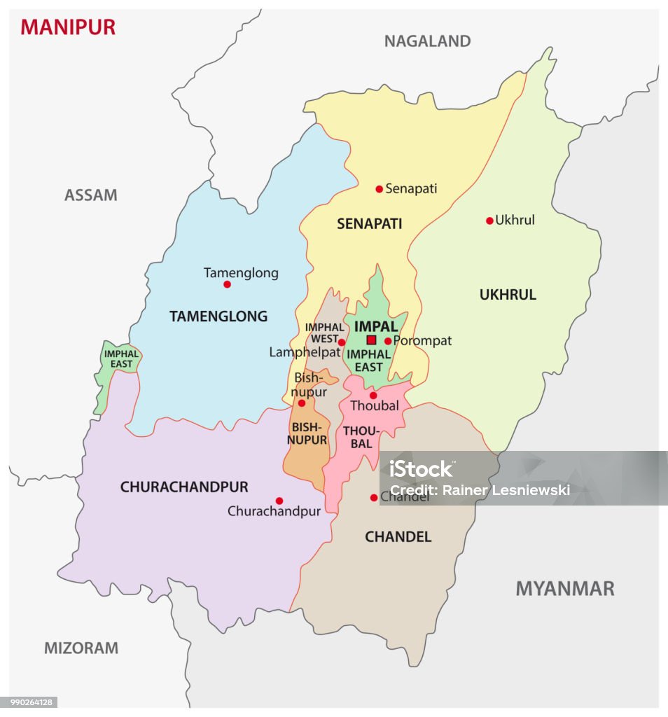 Bản Đồ Hành Chính Và Chính Trị Manipur Ấn Độ Hình minh họa Sẵn có ...