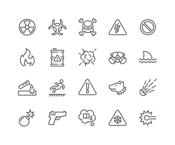 Vector illustration of Line Warnings Icons