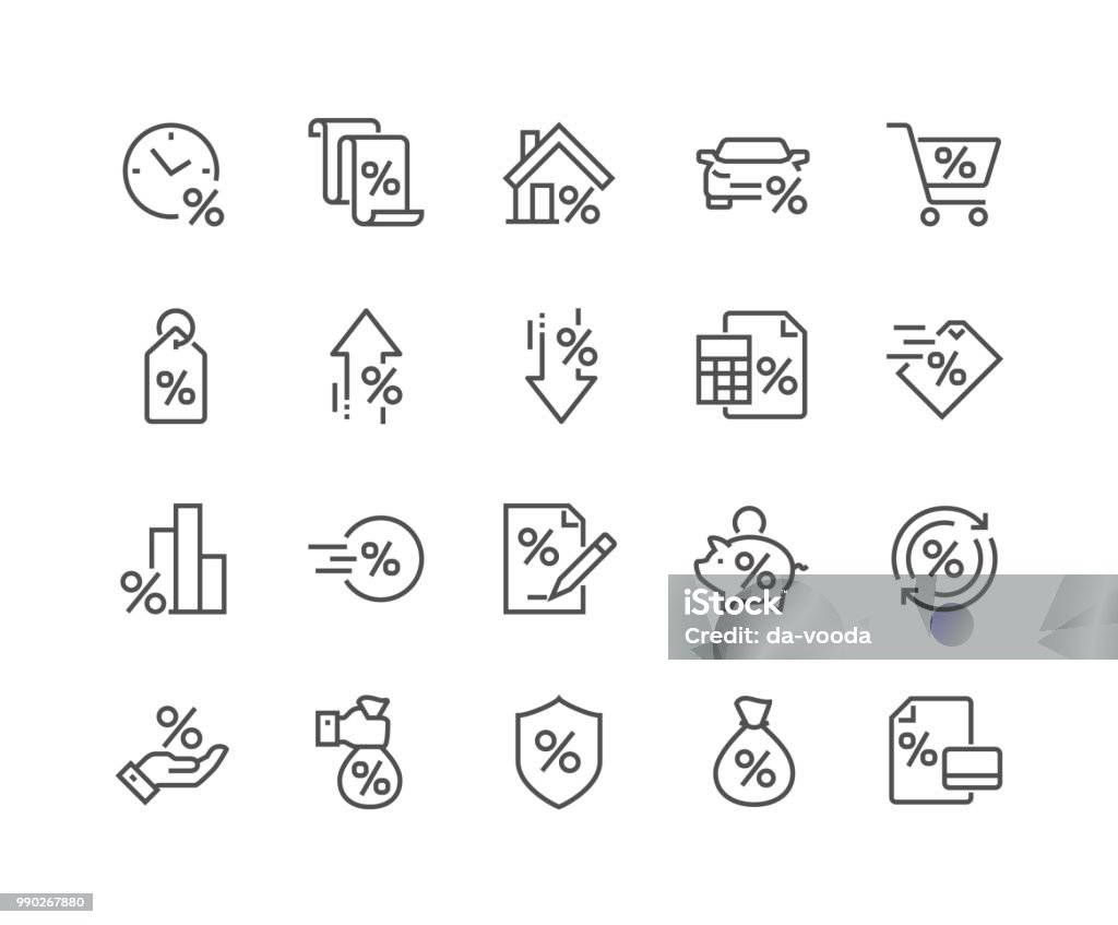 Linie-Darlehen-Symbole - Lizenzfrei Icon Vektorgrafik