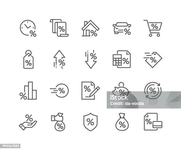 Liniedarlehensymbole Stock Vektor Art und mehr Bilder von Icon - Icon, Ausverkauf, Zinssatz