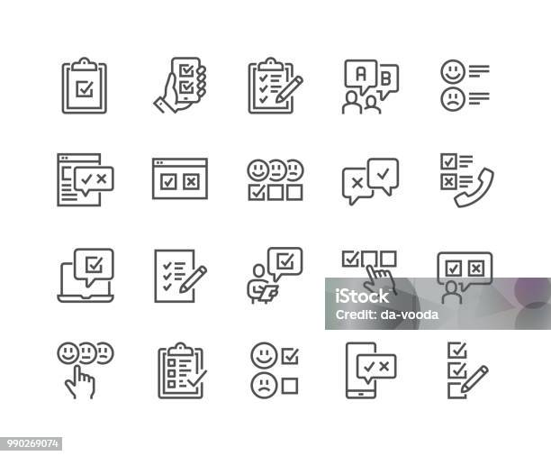 Icone Del Sondaggio Di Linea - Immagini vettoriali stock e altre immagini di Icona - Icona, Questionario, Applicazione mobile