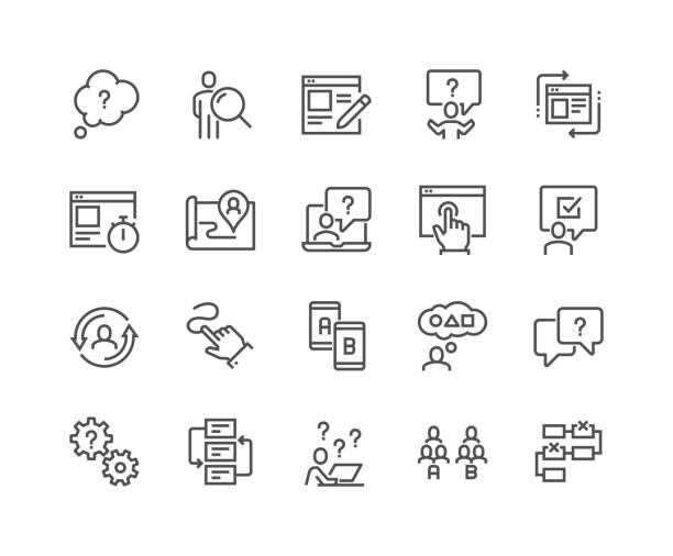 ilustrações de stock, clip art, desenhos animados e ícones de line ui and ux icons - user access