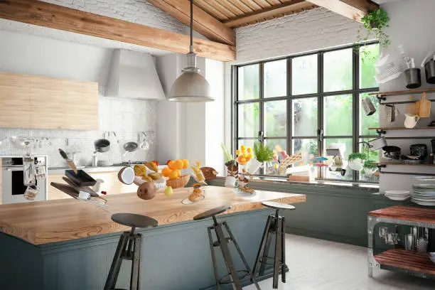 Photo of Zero Gravity in Kitchen. Levitation