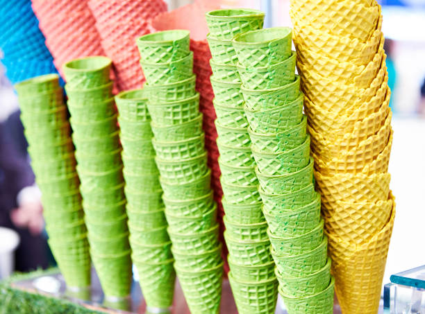 istock Color waffle cones for ice cream 990278304
