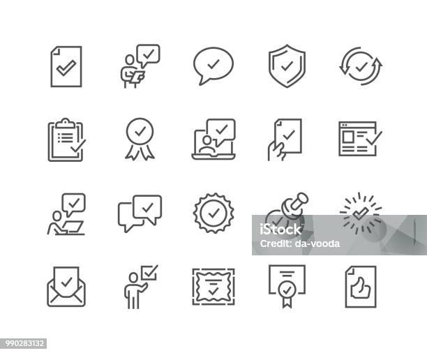 Line Approve Icons Stock Illustration - Download Image Now - Icon Symbol, Check Mark, Examining