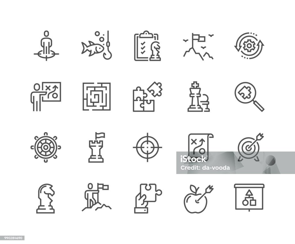 Linie Business Strategie Icons - Lizenzfrei Icon Vektorgrafik