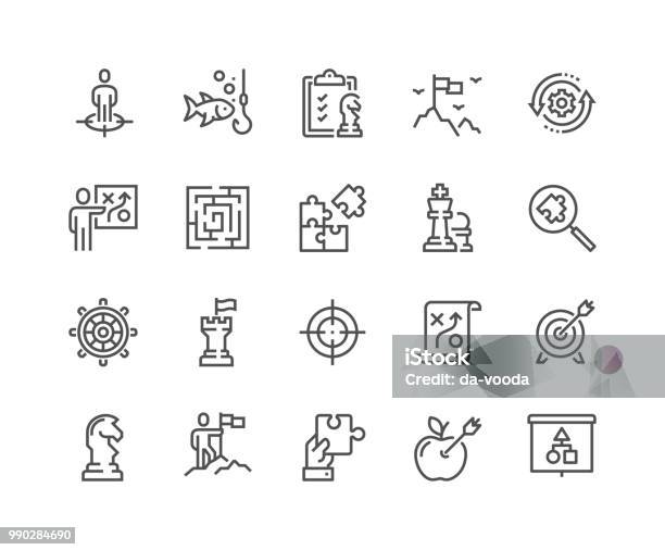 Linie Business Strategie Icons Stock Vektor Art und mehr Bilder von Icon - Icon, Strategie, Bewegung