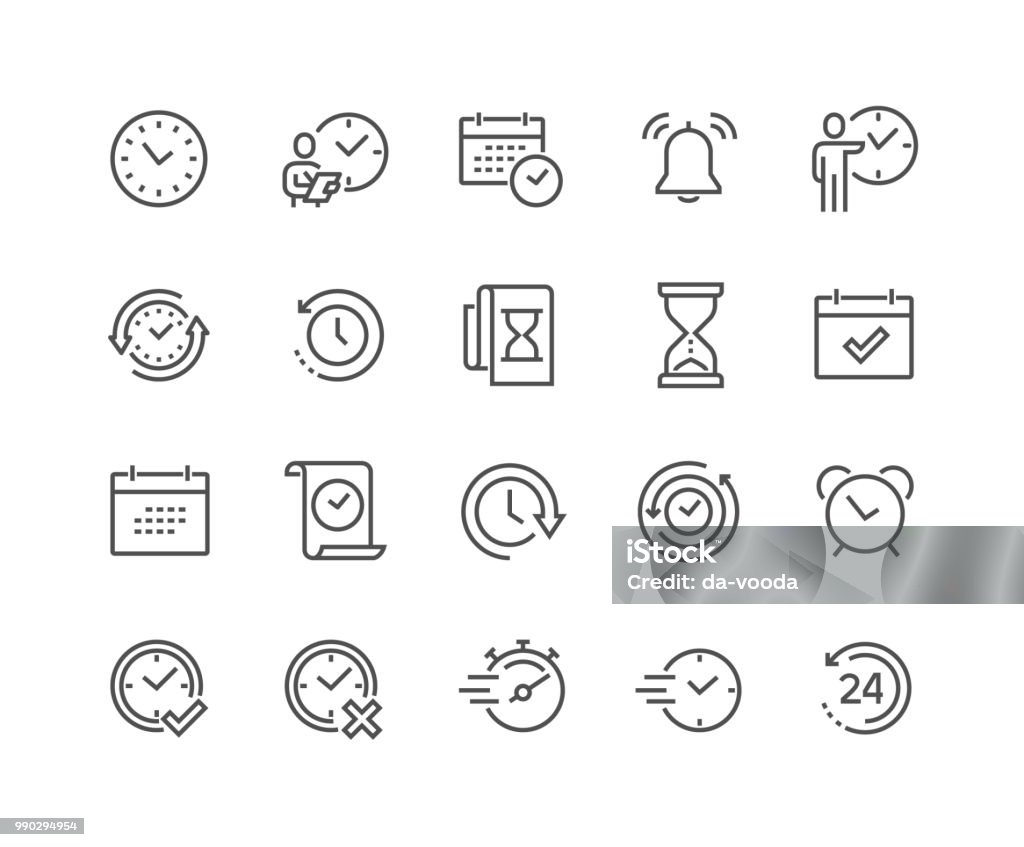 Line Time Icons Simple Set of Time Related Vector Line Icons. Contains such Icons as Time Inspection, Log, Calendar and more. Editable Stroke. 48x48 Pixel Perfect. Icon Symbol stock vector