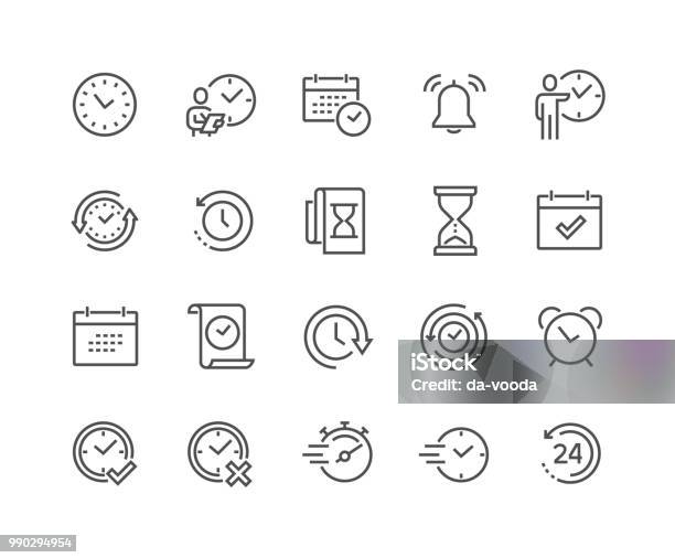 Line Time Icons Stock Illustration - Download Image Now - Icon Symbol, Time, Clock