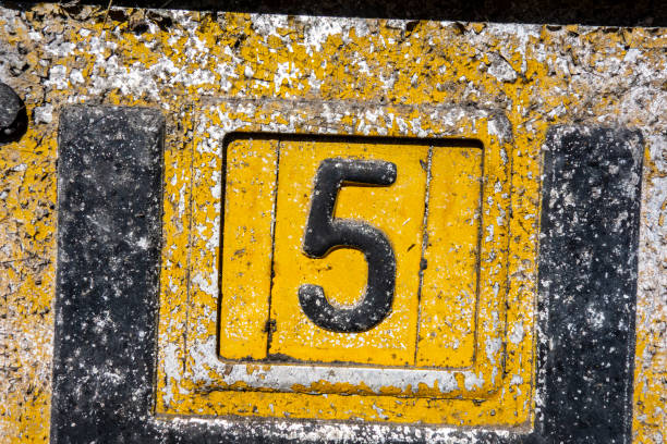 istock Written Wording in Distressed State Typography Found Number Five 5 990296782