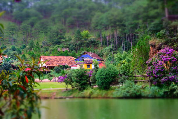 Small house in DaLat, VietNam Colorful houses near lake dalat stock pictures, royalty-free photos & images