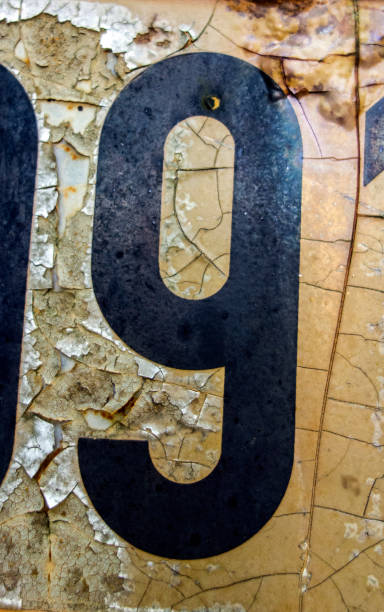 istock Written Wording in Distressed State Typography Found Number Nine 9 990310316