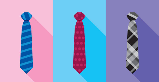 Tie Icons Flat Set Vector illustration of a set of multi-colored tie icons in flat style. mens clothing stock illustrations