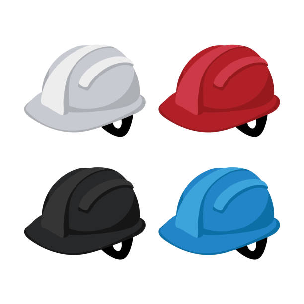 konstrukcja kolekcji wektorów kasku - white hardhat stock illustrations