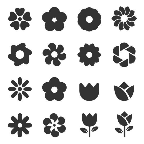ilustraciones, imágenes clip art, dibujos animados e iconos de stock de vector icono de flor - blossom