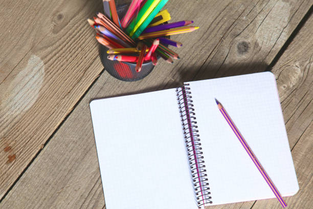 istock book and pencil on old wooden table 990376426