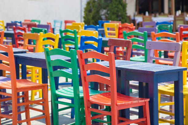 Old vintage wooden chair on the street in Kas, Antalya, Turkey