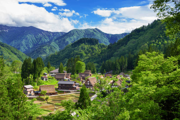 world heritage village Gokayama Village stock photo