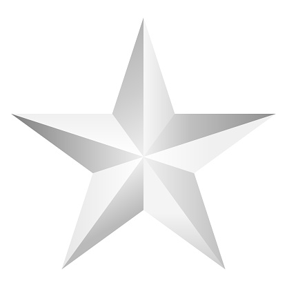 one beautiful decorative silver star isolated on white,vector illustration.