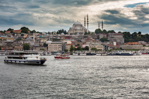 istock Istanbul cityscape with sea and mosques 990428066