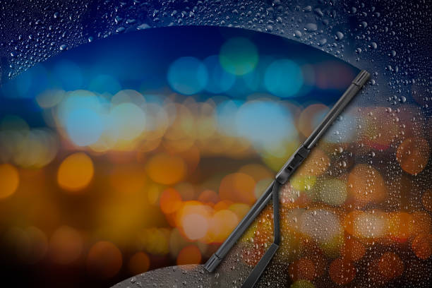 Car wiper with drop on glass