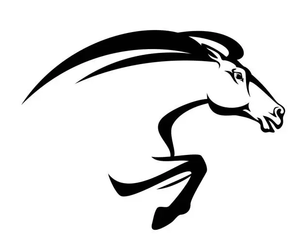 Vector illustration of speeding horse profile head vector design