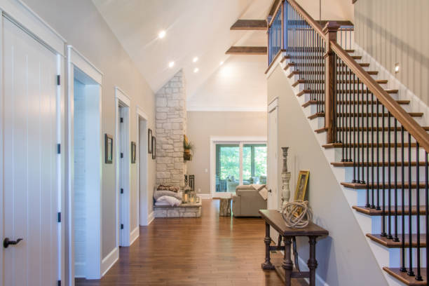 istock Beautiful entry way to a modern, open concept home 990449902