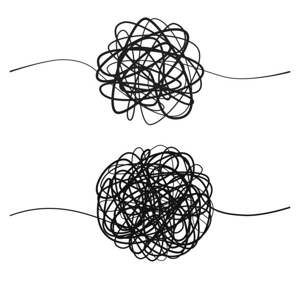 istock Set of complicated black line way.  Hand drawn tangle of tangled thread. Sketch spherical abstract scribble shape. Vector illustration isolated on white background 990451080