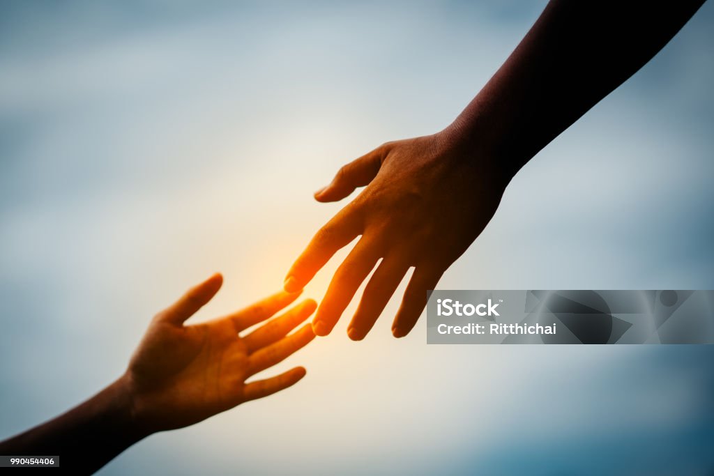 Hand to hand holding connect relationship Hand Stock Photo