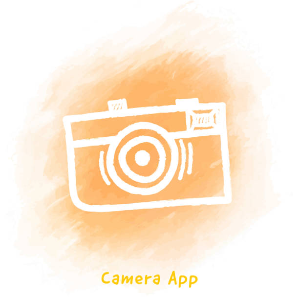 ilustrações de stock, clip art, desenhos animados e ícones de camera app doodle watercolor background - watercolor paper flash