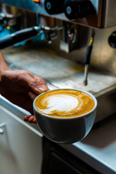 Preparing coffee latte