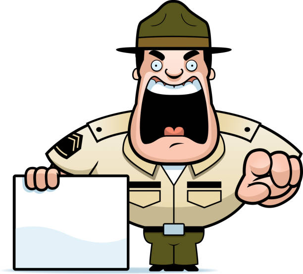 ilustrações, clipart, desenhos animados e ícones de sinal de sargento dos desenhos animados - sergeant army pointing armed forces