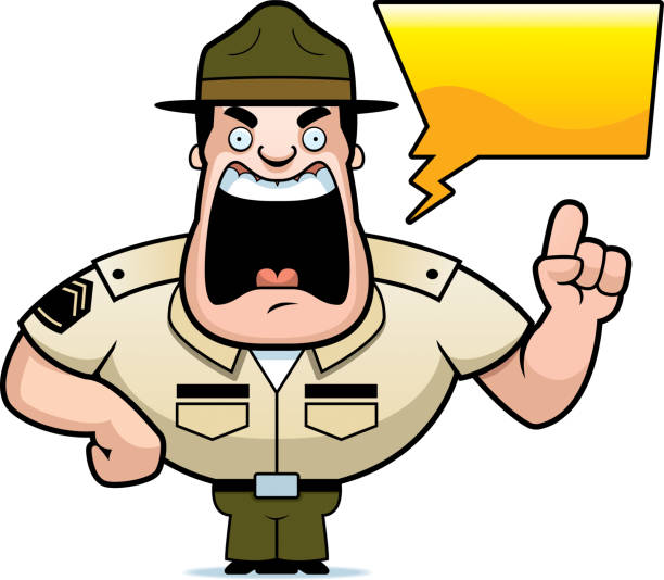 ilustrações, clipart, desenhos animados e ícones de treinador gritar dos - sergeant army pointing armed forces