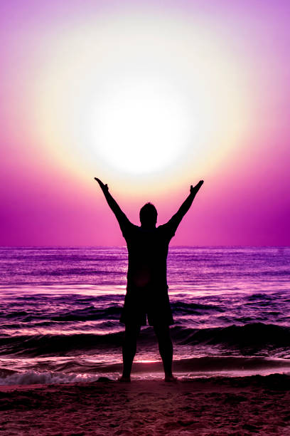 Silhouette Man Sea Power Energy Solar Sun