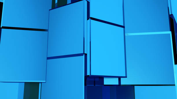 Abstract blue cubic geometric futuristic background 3d rendering computer simulation