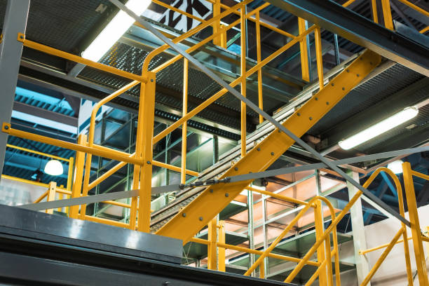 istock Metal staircase, industrial abstract interior 990470640