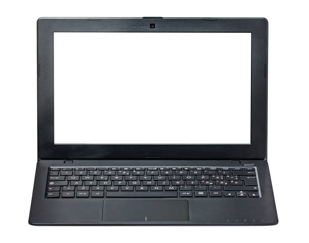 istock Laptop frontal view with blank display isolated 990480364