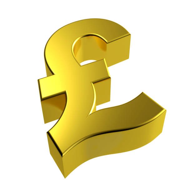 istock 3d illustration featuring gold Pound symbol isolated 990480626