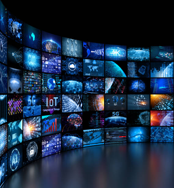 istock Media concept video wall with small screens 990489244